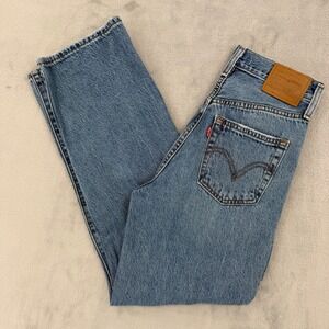 Levis Premium Ribcage Straight Ankle Jeans Distressed Blue High Rise Women's 24